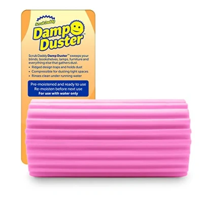 Abbildung von Scrub Daddy Damp Duster, Staubwedel waschbar, Reinigungsgeräte Haushalt, Staubschwamm für Holzjalousien, Heizkörper, Fußleisten, Spiegel &amp; Spinnweben, Putzschwamm antistatisch Staub, Rosa