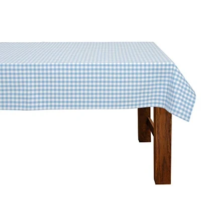 Abbildung von FILU Tischdecke 140 x 220 cm Hellblau/Weiß kariert (Farbe und Größe wählbar) hochwertig gefertigtes Tischtuch aus 100% Baumwolle
