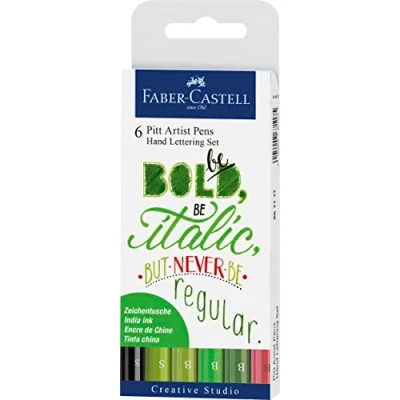 Abbildung von FABER CASTELL 267117 Tuschestift Pitt Artist Pen Lettering, 6er Etui grün
