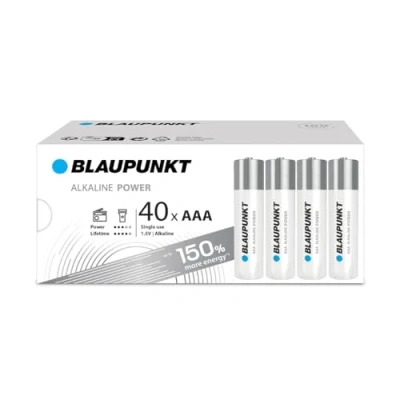 Abbildung von BLAUPUNKT AAA Alkalibatterien Packung mit 40, am besten für Wanduhren und TV Fernbedienungen, LR03BPO/40CB