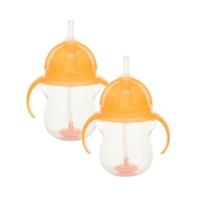 Abbildung von Munchkin Click Lock Tip &amp; Sip Strohhalmbecher Set Trinklernbecher Mit Strohhalm für Babys Kleinkinder BPA frei Auslaufsicher Gewichtstrohhalm 2er Pack Orange