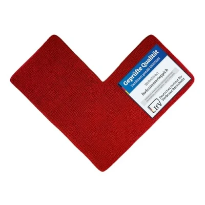Abbildung von WohnDirect Eck Duschmatte 100 x 50 cm Rot rutschfest &amp; Waschbar idealer Duschvorleger für eckige Duschkabinen zum Set kombinierbar Badematten Badteppiche