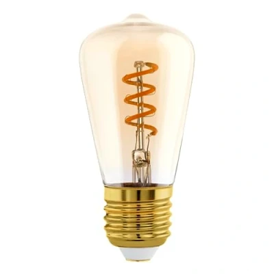 Abbildung von EGLO E27 Lampe dimmbar, Spiral LED Retro Glühbirne, Vintage Deko Leuchtmittel amber, 4 Watt (entspricht 15 Watt), 145 Lumen, warmweiß, 2000k, Edison Birne ST48, Ø 4,8 cm
