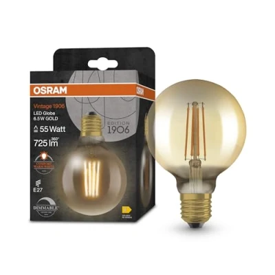Abbildung von OSRAM Vintage 1906 Globe, Filament Gold, Dimmable, 6.5W, E27, singly pack