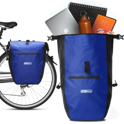 Abbildung von 2Radwerk fahrradtasche für gepäckträger, 25,4 l, 100 Prozent Wasserdicht, mit Tragegriff und Schultergurt, gepäckträgertasche, Fahrrad Taschen hinten, 56,5 x 30 15 cm