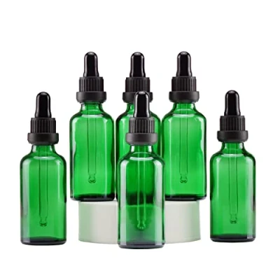 Abbildung von YIZHAO Pipettenflasche 50ml Grün, Apothekerflasche mit Pipette Glas, für Ätherisches Öl, Aromatherapie, Massage, Düfte, Labor, Kosmetik, Reisen 6 Pcs