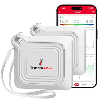 Abbildung von ThermoPro Hygrometer Bluetooth 80M Thermometer Innen Luftfeuchtigkeitmesser Digital Raumthermometer Zimmerthermometermit APP Datenexport &amp; Speichern für Zuhause Weinkeller Gewächshaus Büro 2 Stück