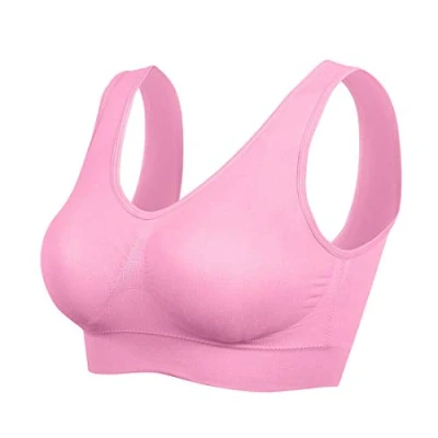 Abbildung von Boolavard ® Sport BH und Wohlfühl Bra Komfort nahtlos in Farbe Weiß Schwarz Beige (XXXL: 136 141cm (100B+), Baby Rosa)