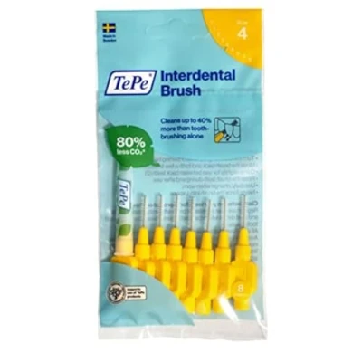 Abbildung von TePe Interdental Brush, Original, Yellow, 0.7 mm/ISO 4, 8pcs, plaque removal, efficient clean between the teeth, tooth floss, for narrow gaps