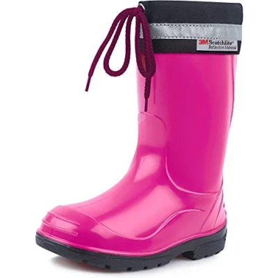 Abbildung von Ladeheid Kinder Gummistiefel mit Stulpe Regenstiefel für Jungen und Mädchen LA 972 (Fuchsia/Schwarz, 28 EU)