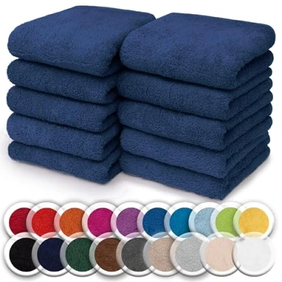 Abbildung von NatureMark 10er Pack Waschlappen 100% Baumwolle Frottier Seiflappen Größe 30 x cm Frottee Seiftücher im Farbe: Navy blau