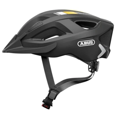 Abbildung von ABUS Stadthelm Aduro 2.0 Allround Fahrradhelm mit Licht in sportivem Design für den Stadtverkehr Damen und Herren schwarz/orange, Größe S