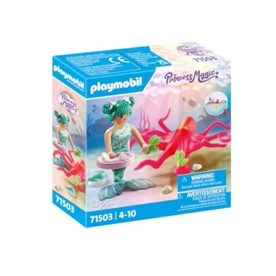 Abbildung von PLAYMOBIL Princess Magic 71503 Meerjungfrau mit Farbwechselkrake, lustiger Wechsel der Farbe im warmen Wasser, inklusive umfangreichem Zubehör, detailreiches Spielzeug für Kinder ab 4 Jahren