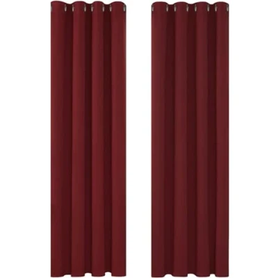 Abbildung von Deconovo Verdunkelungsvorhänge Thermovorhänge Gardinen Vorhänge mit Ösen Fensterdeko Vorhänge, 245x140cm(HöhexBreite), Rot, 2er Set
