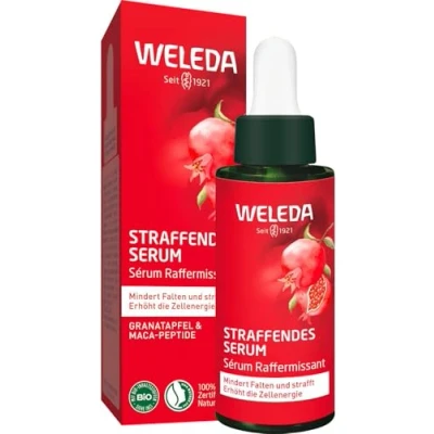 Abbildung von WELEDA Bio Straffendes Serum Naturkosmetik Natural Anti Aging Gesicht Pflegekonzentrat mit Granatapfelsamenöl &amp; Maca Peptiden. Gesichtsserum mindert Falten, spendet Feuchtigkeit strafft (1x 30ml)