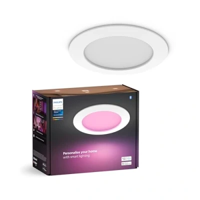 Abbildung von Philips Hue Smart Slim Einbauleuchte, 170mm, weißes und farbiges Licht, Bluetooth kompatibel, Sprachsteuerung mit Alexa, Apple Home Google Assistant, weiß
