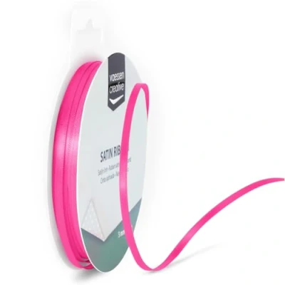 Abbildung von Vaessen Creative Satinband 3mmx10m Rosa, Schleifenband, Dekoband, Bänder zum Basteln, Stoffbänder für Hochzeit, Taufe Und Geburtstagsgeschenke