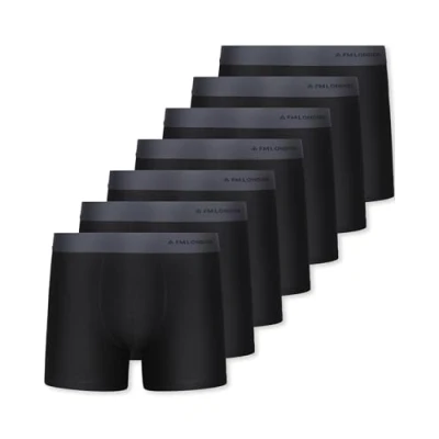 Abbildung von FM London 7er Pack Boxershorts für Herren ohne Etikett Atmungsaktive, Weiche und Dehnbare Unterhosen Männer mit Hohem Baumwollanteil Schwarz,L
