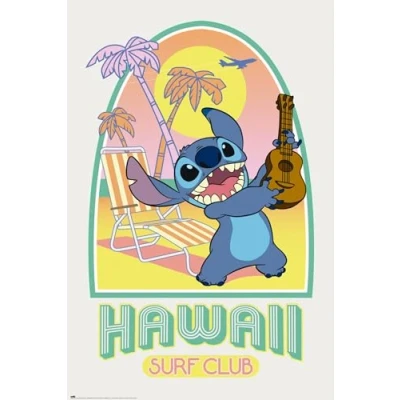 Abbildung von Disney Poster Stitch Hawaii Club Surf Deko Wohnzimmer oder Schlafzimmer Größe : 61 x 91 Offizielle Lizenz Fanartikel