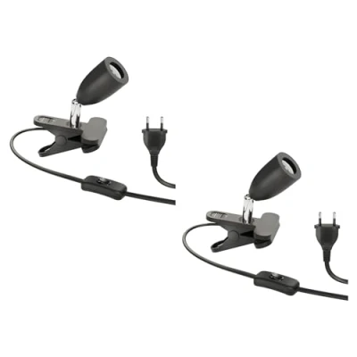 Abbildung von ledscom.de 2 Stück Klemmleuchte LIK, Schalter, schwarz matt, 1x E27 max. 60W