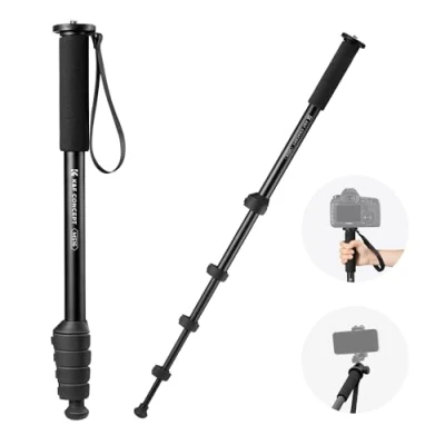 Abbildung von K&amp;F Concept MS16 Einbeinstativ, 63 Zoll Monopod,Stabiles Aluminium Einbeinstativ mit 5 Sektionen,160cm Reiseeinbeinstativ für DSLR, DSLM und Kompaktkameras,Mit Handschlaufe