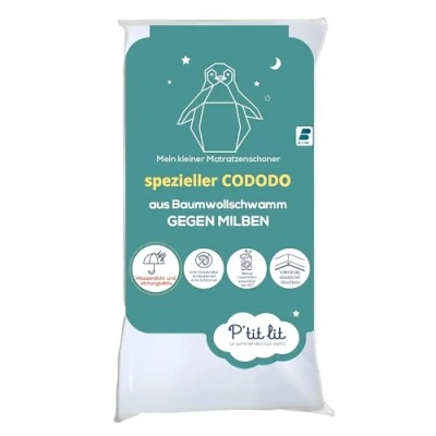 Abbildung von P&#039;tit Lit Anti Staubmilben Baby Matratzenschoner Cododo Wasserdicht Frottee aus 100 % Baumwolle Saugfähig und leise Oeko Tex