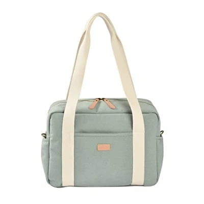 Abbildung von BÉABA, Wickeltasche für Babys, Mehrere Fächer, 10 Taschen, Reißverschluss Trolley Koffer, Schultergurt, Isotherm Tasche, Wickelunterlage, Wasserabweisend, Inhalt 16L, Tasche Paris, grun
