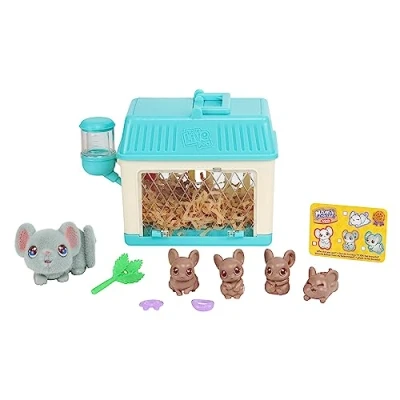 Abbildung von Little Live Pets Mama Surprise Mini Maus Spielset: Lil‘ Mouse; die Mäuse bekommt 2,3 oder 4 Babys, im Miniformat, wiederholbares Spielemuster