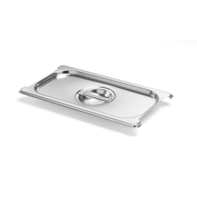 Abbildung von HENDI Gastronorm Deckel, mit Griffausparung, für Gastronormbehälter, Temperaturbeständig von 40 bis 300C, Heissluftöfen Kühl und Tiefkühlschränken Chafing Dishes, GN 1/3, 325x176mm, Edelstahl