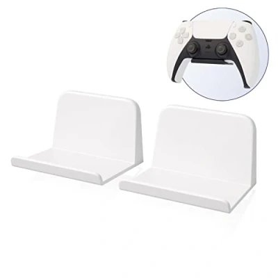 Abbildung von sciuU Wandhalterung für Kopfhörer/Controller, [2 Stück] Halter, Selbstklebende 3M Kleiderbügel, Universal Hook Zubehör Gamepad auf PS5 / PS4 XBox, ohne Schrauben, Weiß