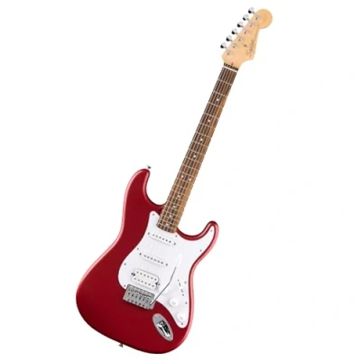 Abbildung von Squier by Fender Debut Collection HSS Stratocaster E Gitarre, Laurel Griffbrett, Weißes Schlagbrett, Dakota Red