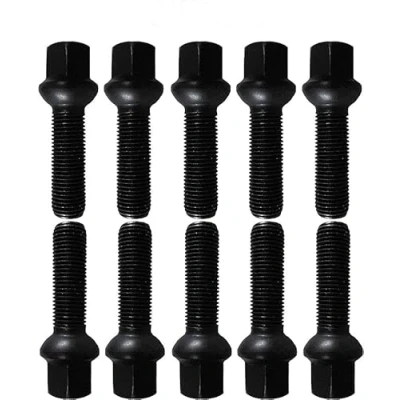 Abbildung von 10 Radschrauben Radbolzen schwarz Kugelbund R14 M14x1,5 50mm