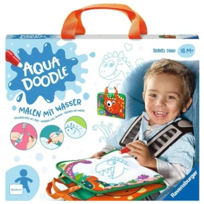 Abbildung von Ravensburger 4566 Aquadoodle Travel Dino Erstes Malen für unterwegs Fleckenfreier Malspaß mit Wasser Reiseset Kinder ab 18 Monaten, Beschäftigung im Flugzeug, Auto, Zug