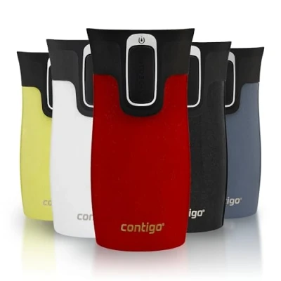 Abbildung von Contigo Thermobecher West Loop Mini Autoseal Edelstahl Isolierbecher Kaffebecher to go auslaufsicher spülmaschinenfester Deckel BPA frei 300 ml Goji Berry