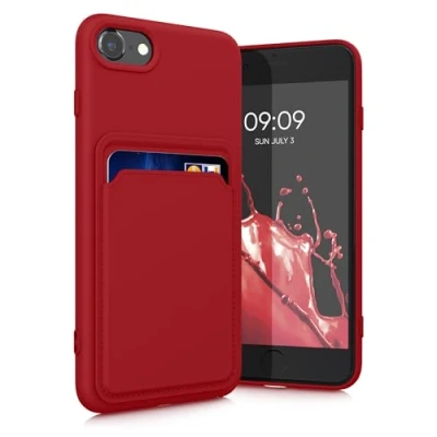 Abbildung von kwmobile Handyhülle kompatibel mit Apple iPhone SE (2022) / (2020) 8 7 Hülle Handy Cover Fach für Karten in Dark Rose