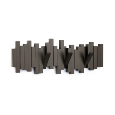 Abbildung von Umbra Stäbchen Garderobenhaken Moderne und Platzsparende Garderobenleiste mit 5 Beweglichen Haken für Jacken, Mäntel, Schals, Handtaschen Mehr, Espresso