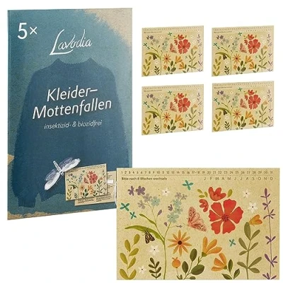 Abbildung von LAVODIA Mottenfalle Kleidermotten: 5X Mottenschutz für Kleiderschrank Mottenfallen Räume ohne Insektizide Kleidermotten Falle Schrank Motten Kleider Klebefallen
