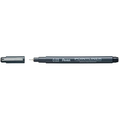 Abbildung von Pentel Pointliner S20P 03A, Fineliner, schwarz, wasserfest und lichtecht, 0.03 mm, 1 Stück (1er Pack)