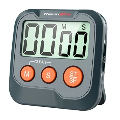 Abbildung von ThermoPro TM03 Eieruhr Digital Timer mit Stoppuhr 99min 59sek Küchentimer Kurzzeitwecker Küche Kurzzeitmesser für Schule, Büro, Sport, Hautpflege Freizeit Lautstärke einstellbar