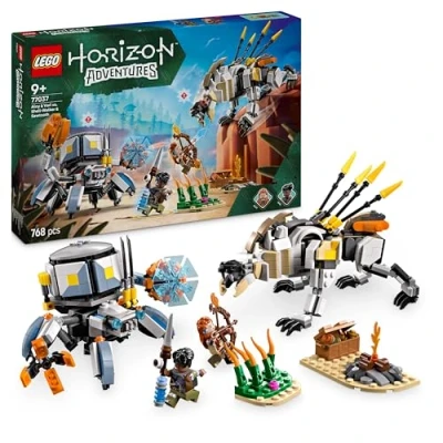 Abbildung von LEGO Horizon Adventures Aloy und Varl vs. Panzerwanderer Sägezahn, Spielzeug mit Monstermaschinen Minifiguren, Spielset zum Sammeln für Fans vom Videospiel, Jungen &amp; Mädchen ab 9 Jahren 77037