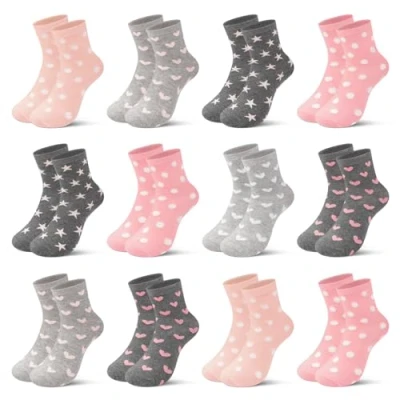 Abbildung von Libella 12er Socken Mädchen nahtlose Kindersocken süße Punkte und Herzen 2884 23 26