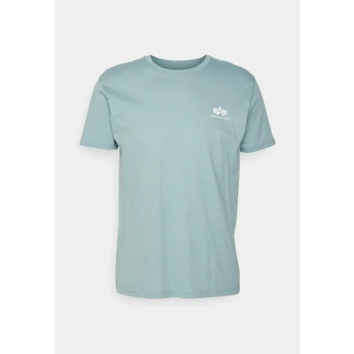 Abbildung von Alpha Industries Small LOGO Tshirt print, Herren, Größe: Small, Grey blue