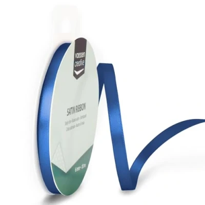 Abbildung von Vaessen Creative Satinband 6mmx10m Blau, Schleifenband, Dekoband, Bänder zum Basteln, Stoffbänder für Hochzeit, Taufe Und Geburtstagsgeschenke