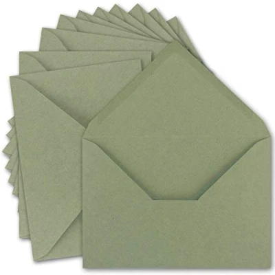 Abbildung von 100x Vintage Brief Umschläge DIN C5 Kraftpapier 120 g/m² 157 x 225 mm grün Recycling Nassklebung Spitzklappe UmWelt by GUSTAV NEUSER