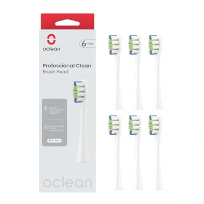 Abbildung von Oclean Bürstenköpfe Professional clean 6 pack, Weiß Zahnbürstenkopf mit DuPont Borsten für Elektrische Zahnbürste, W Shape Ersatzbürsten geeignet Schallzahnbürsten