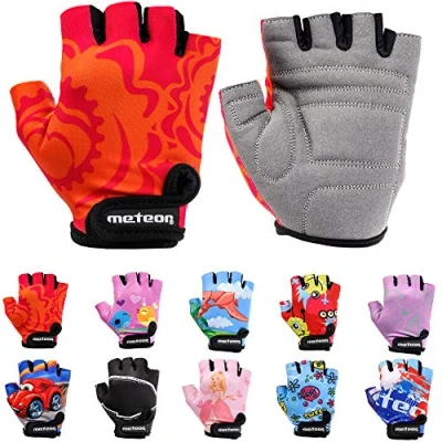 Abbildung von Meteor Unisex Kinder Fahrradhandschuhe Bike Gel BMX Handschuhe, RED FLOWER, Gr. Jr S/ Handweite 6.5 7cm