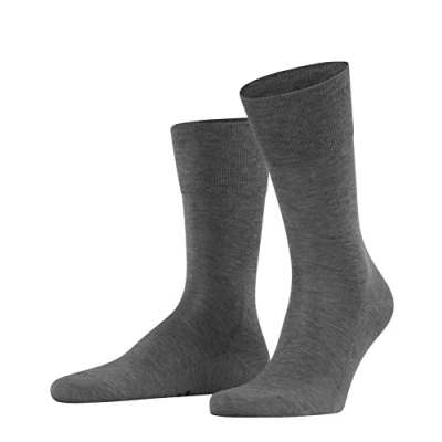 Abbildung von FALKE Herren Socken Tiago M SO nachhaltige Fil D&#039;Ecosse Baumwolle einfarbig 1 Paar, Grau (Steel Melange 3165) neu umweltfreundlich, 45 46