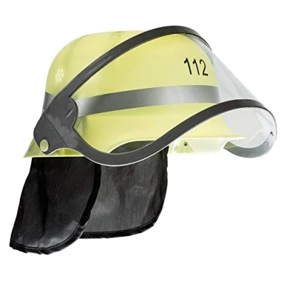 Abbildung von Idena 8040005 Feuerwehrhelm für Kinder, mit klappbarem Visier und Nackentuch, Luftöffnungen Innenpolster, 112, Einsatz, Beruf, Schutzhelm, Feuerwehr, Feuerwehrmann,Gelb