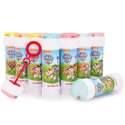 Abbildung von Toyland® 12er Pack Paw Patrol Seifenblasen mit Zauberstäben, 60 ml Lösung und neuartigem Labyrinthdeckel Taschengeld Partytütenspielzeug