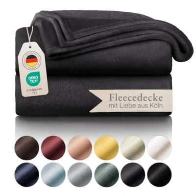 Abbildung von Blumtal Kuscheldecke flauschig OEKO TEX zertifizierte Fleecedecke 220x240 cm Wohndecke Decke Couch Wohn &amp; Flauschdecke Wohnzimmer/Fliesdecken Anthrazit